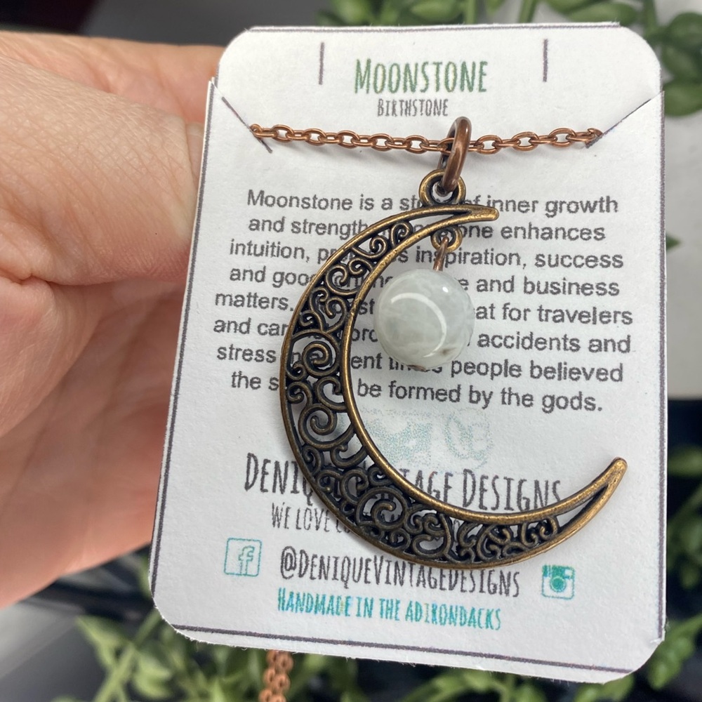 Rainbow Moonstone Celtic Crescent Moon Charm Pendant